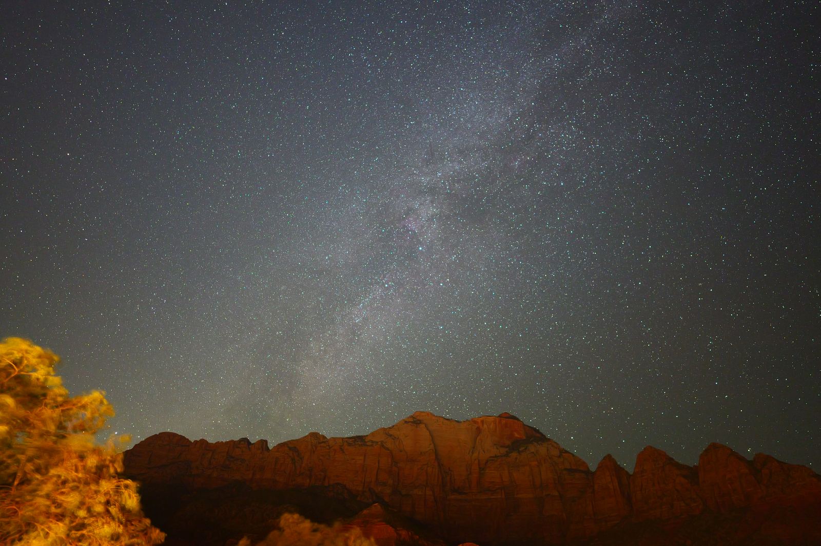 Milky Way over red rock canyon